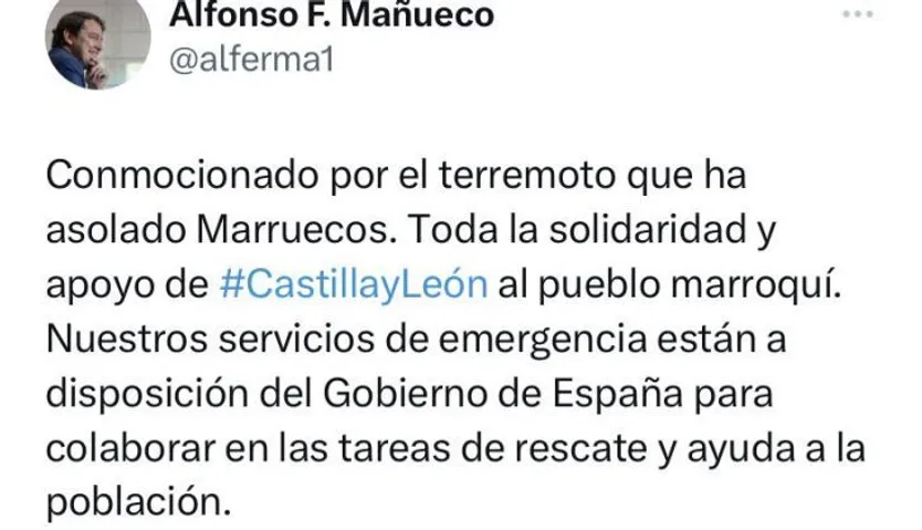 Tweet de Mañueco en