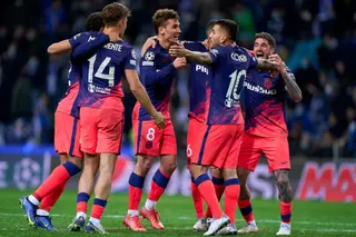 Los jugadores del At. Madrid festejando uno de sus goles | Foto: UEFA Champions League