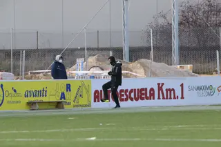 Dani Mori y Toni García, en el entrenamiento de este viernes en el Reina Sofía / FOTO SALAMANCA24HORAS.COM