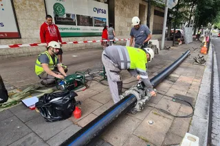Obras tuberías en paseo de la Estación. Foto de archivo