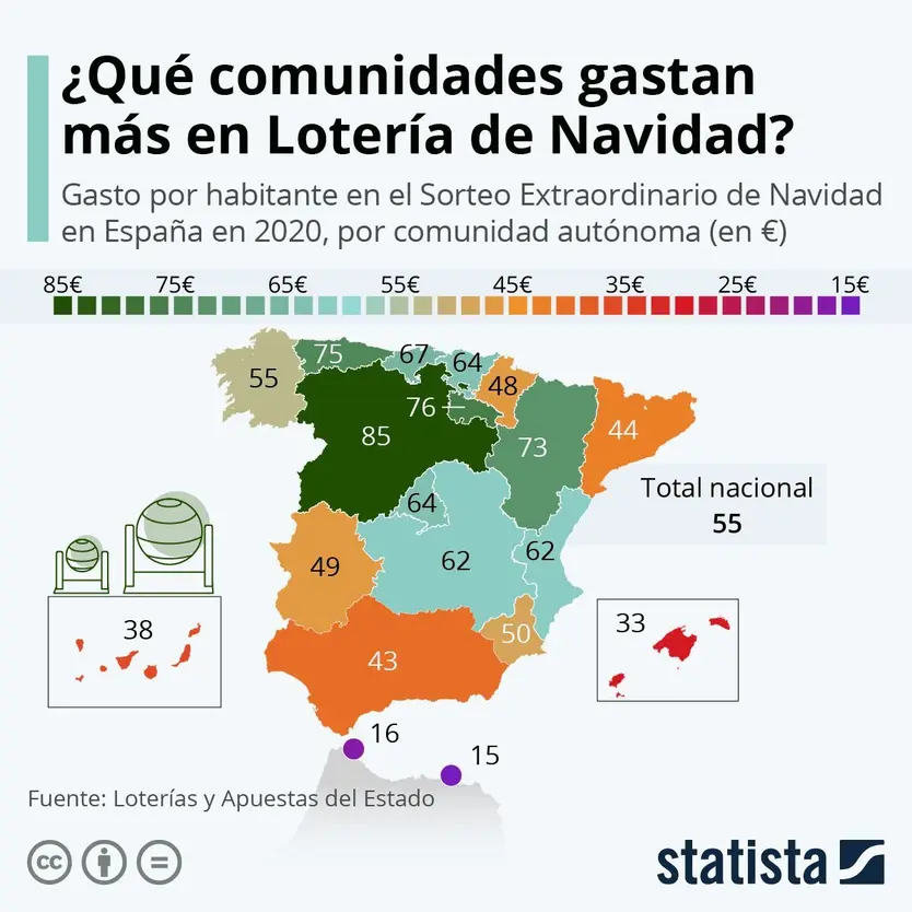 Mapa gasto de la lotería de Navidad. Foto Stalista