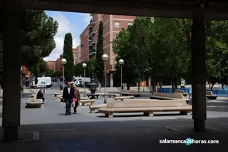 La plaza de Barcelona de Salamanca. Foto de archivo