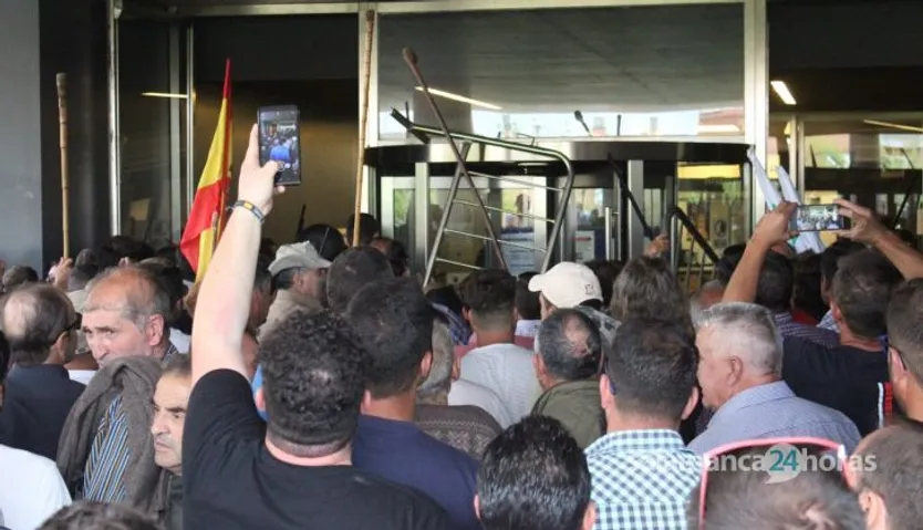 Protestas de los ganaderos frente a la Delegación Territorial de la Junta de Castilla en León en Salamanca