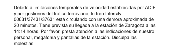 Mensaje De Renfe a La Familia Afectada