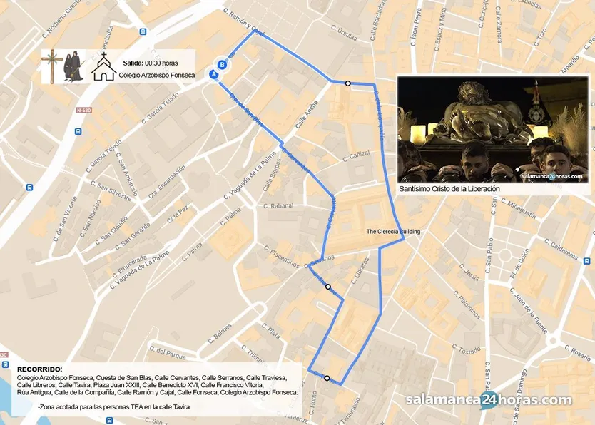 Recorrido de la Hermandad del Cristo del Amor y de la Paz (Sección del Santísimo Cristo de la Liberación)