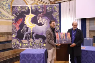 Donación de un cuadro realizado por el artista peruano Gino Ceccarelli