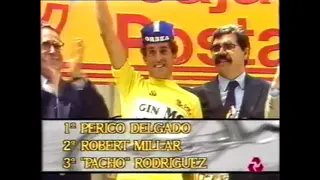 Pedro Delgado en el Podium situado en la Plaza de España | RTVE