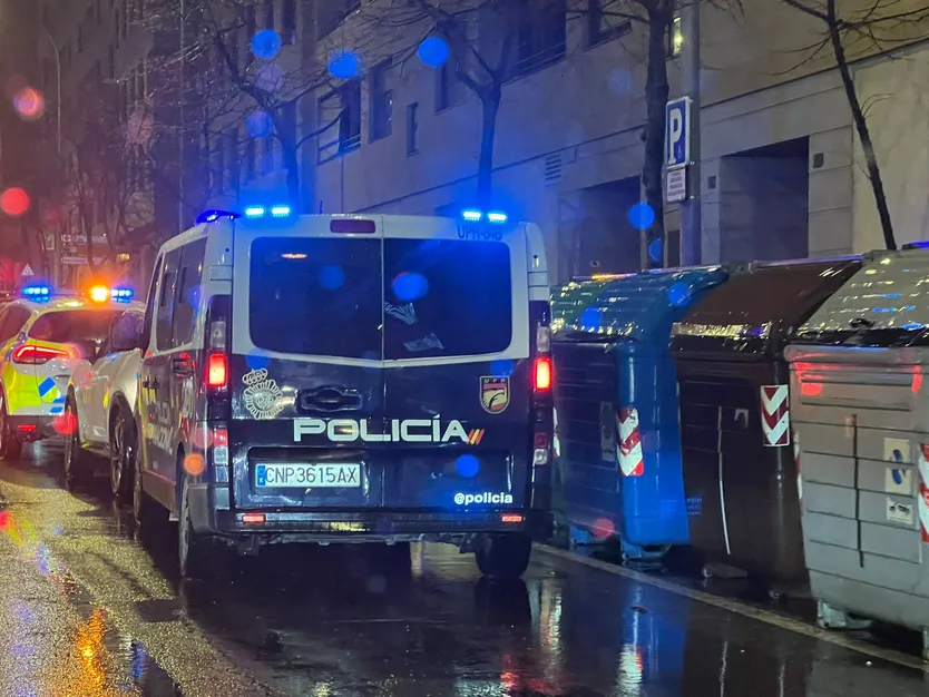 Varias patrullas de la Policía Local y Nacional en el paseo de la Estación inspeccionando el vehículo al que habían intentado acceder