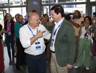 Mañueco, presidente del PP CyL, y Miguel Tellado, secretario general del PP, en la primera jornada del 21 Congreso Nacional del PP | Juan Lázaro (Ical)