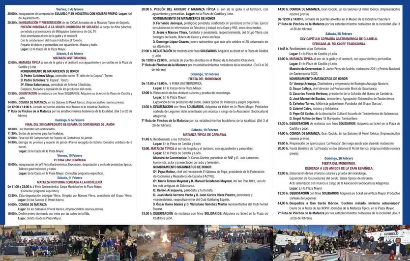 Programación matanza de Guijuelo 2023