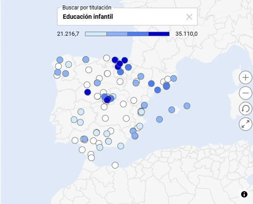 Los alumnos de Criminología de la USAL, los mejor pagados en España. Mapa: El Mundo