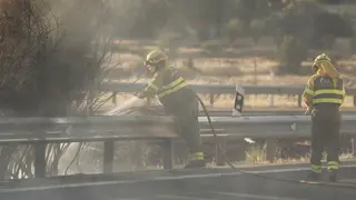 Un incendio en la mediana de la A-66 moviliza a los bomberos - Asier Galache