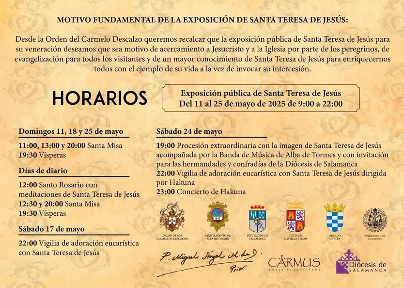Exposición pública de Santa Teresa de Jesús en Alba de Tormes. 