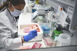 Una empleada trabaja en un Instituto de Investigación
