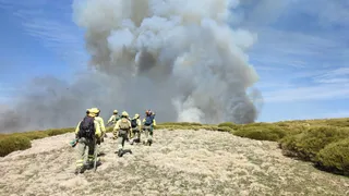 Imagen de la llegada de la BRIF de Pinofranqueado del Gobierno de España en el incendio de Candelario el pasado 27 de marzo