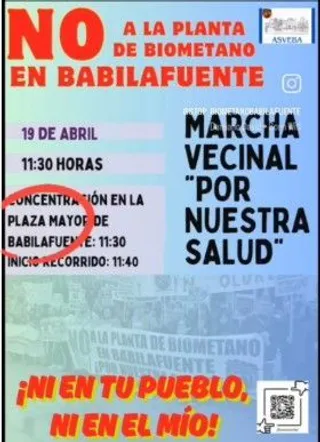 Babilafuente organiza una marcha vecinal en forma de protesta: “No a la planta de Biometano’