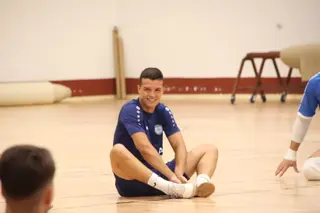 Sergio Moreiro, en un entrenamiento con el Salamanca Fútbol Sala.