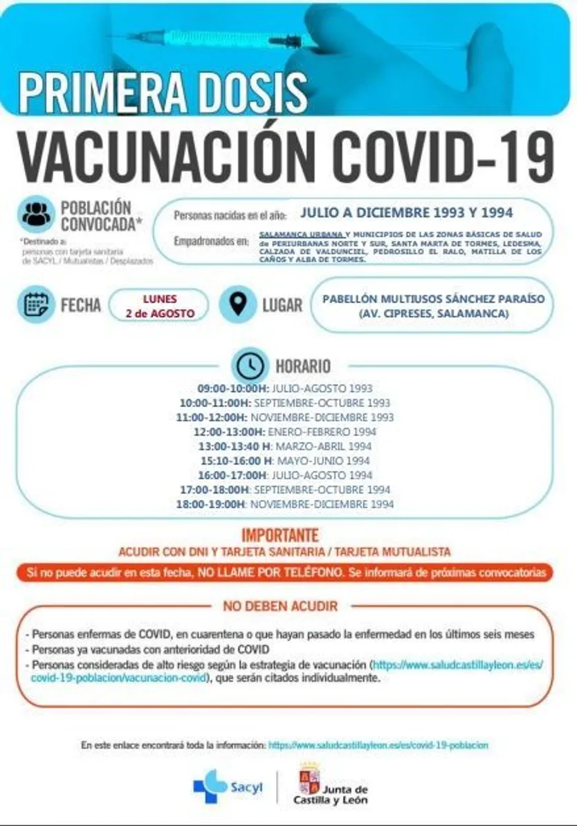 Vacunaciones masivas Salamanca 1993 y 1994