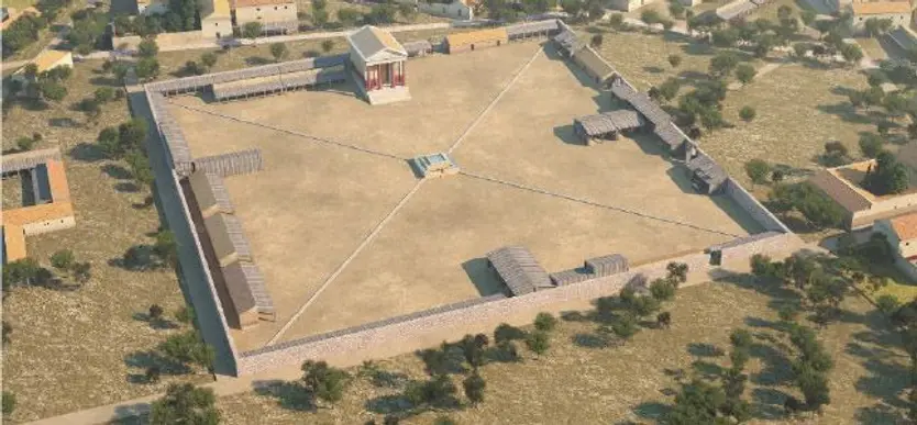 Reconstrucción del foro pecuario de Confloenta