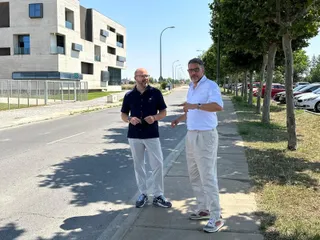 Daniel Velasco y Ángel Peralvo en el Camino de Gudino en Villamayor