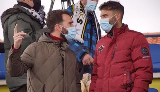 Javi H y Alberto Alonso 'Guti', en la previa del Unionistas - Athletic B | FOTO SALAMANCA24HORAS.COM