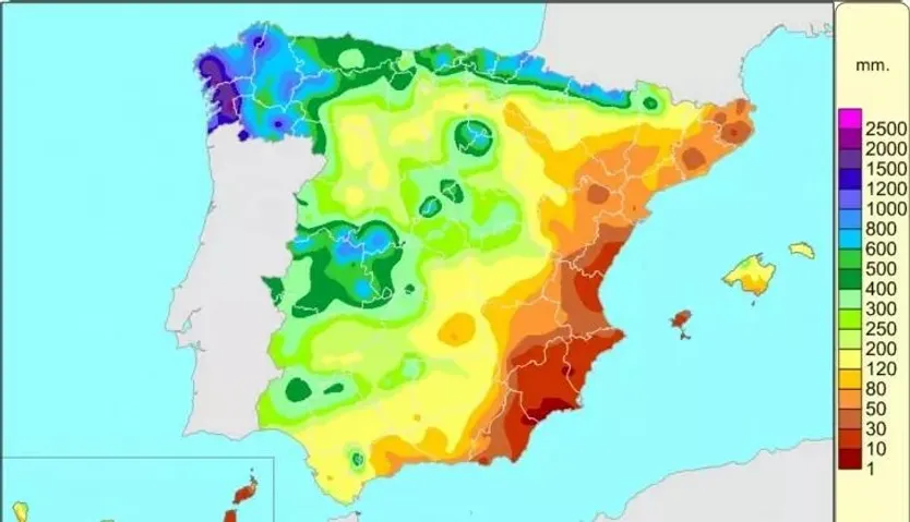 Precipitaciones desde el comienzo del año hidrológico en España - FOTO AEMET