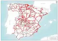 Mapa de los corredores de autobús de España