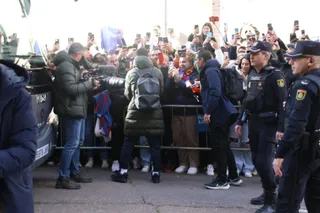 Llegada de los jugadores del FC Barcelona a su hotel en Salamanca