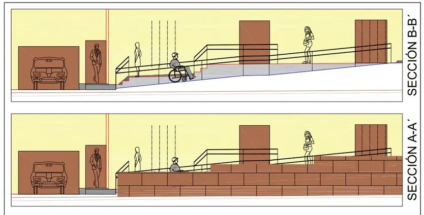 Boceto de la nueva rampa vista a pie de calle