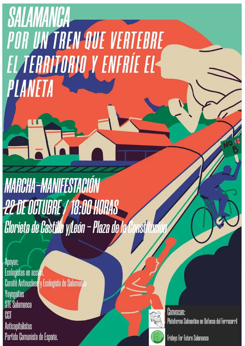 Marcha para reivindicar unas mejores conexiones ferroviarias en Salamanca. Imagen Plataforma Salmantina en Defensa del Ferrocarril