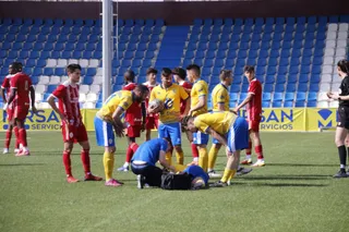 Un jugador del Real Monterrey en un encuentro en el Reina Sofía ante la Ponferradina B