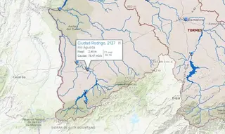 Caudal del río Águeda a su paso por Ciudad Rodrigo, viernes 21 de marzo de 2025. Imagen Sistema Automático de Información del Duero