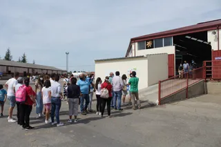 Cola en uno de los pabellones de vacuno de Salamaq