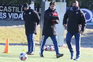 Lolo Escobar, en su primer entrenamiento con el Salamanca CF UDS.