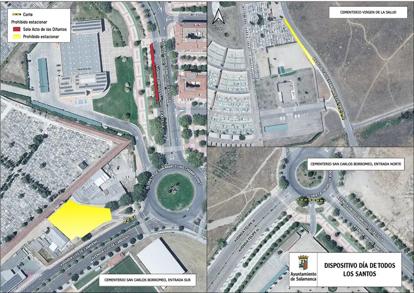 Mapa Del Corte Por El Dia De Todos Los Santos. Ayuntamiento De Salamanca