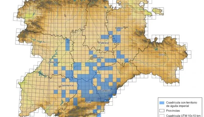 Imagen de los territorios con presencia del águila imperial