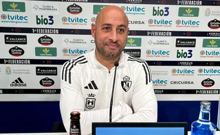 Nafti, en una rueda de prensa de la Ponferradina | FOTO SD PONFERRADINA