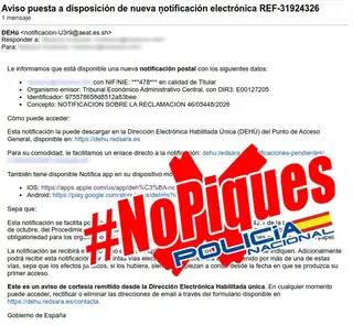 Campaña de phishing intentando suplantar a la Agencia Tributaria #AEAT | X P.Nacional