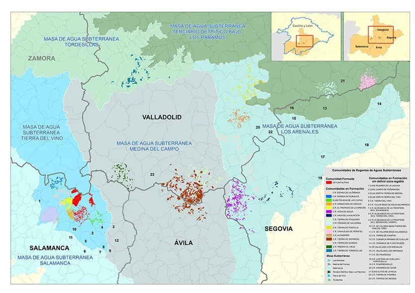 mapa Comunidades de Usuarios de Aguas Subterráneas 