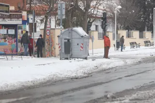 Hielo y nieve en Salamanca calles de Pizarrales