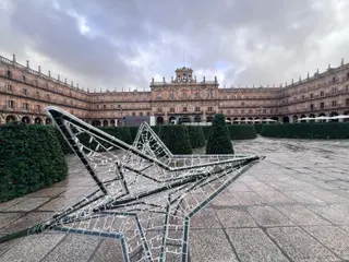 Montaje del árbol de 23 metros en la Plaza Mayor de Salamanca por Navidad | Salamanca24horas