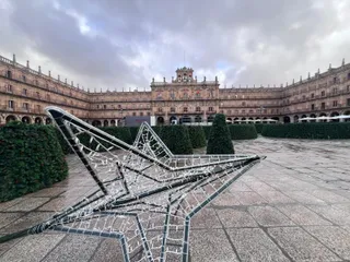 Montaje del árbol de 23 metros en la Plaza Mayor de Salamanca por Navidad | Salamanca24horas
