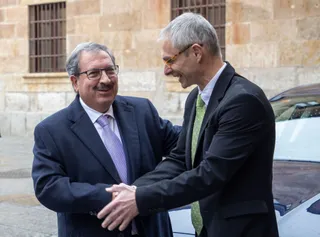 El presidente del Consejo General del Poder Judicial, Rafael Mozo, junto a Ricardo Rivero, rector de la USAL | Susana Martín (Agencia ICAL)