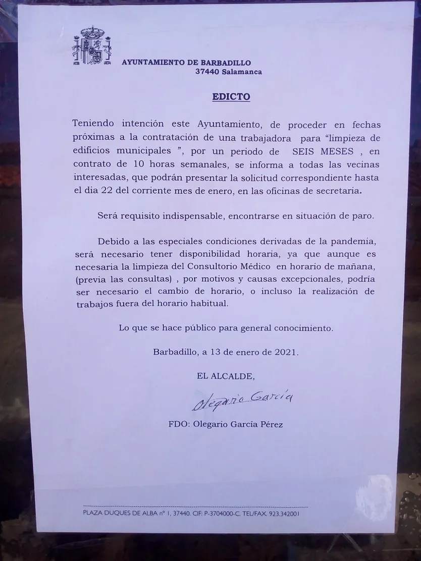 Foto edicto Ayto Barbadillo