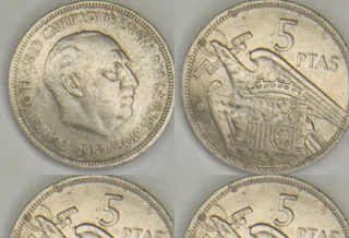Monedas de cinco pesetas con la imagen de Franco. Foto eBay