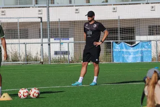 Oriol Riera, en un entrenamiento con Unionistas | Andrea
