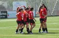Las jugadoras del Salamanca FF celebran un gol en el Municipal Vicente del Bosque.