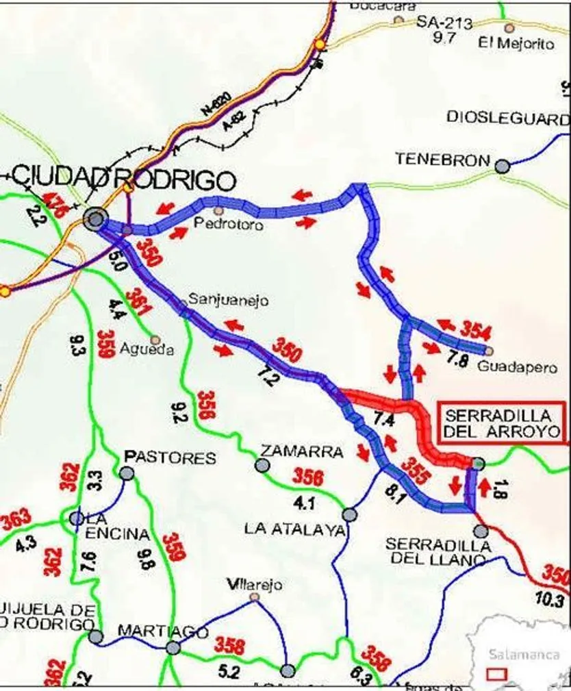 Corte carretera DSA 350 Ciudad Rodrigo a L.P. Cáceres