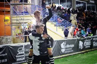 Olmedo celebra el gol de Gastón Valles ante el Real Madrid Castilla | Andrea