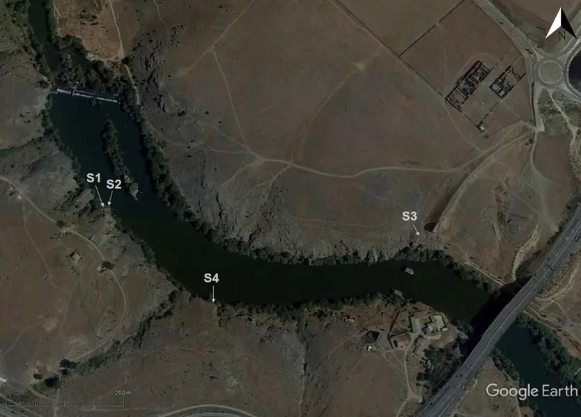 Situación de los 4 conjuntos de grabados paleolíticos localizados hasta ahora en El Paraje de La Salud (Salamanca). Foto del trabajo
